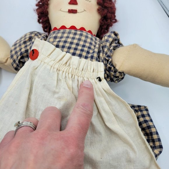 Raggedy Ann And Andy Primitive Folk Ctry Art Handmade 20" Dolls Made Maine OOAK - Picture 11 of 12